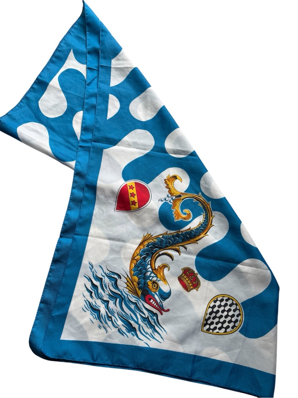 🐟✨PALIO DI SIENA - Contrada Wave Coastal Silk Handkerchief Scarf | Euro Summer